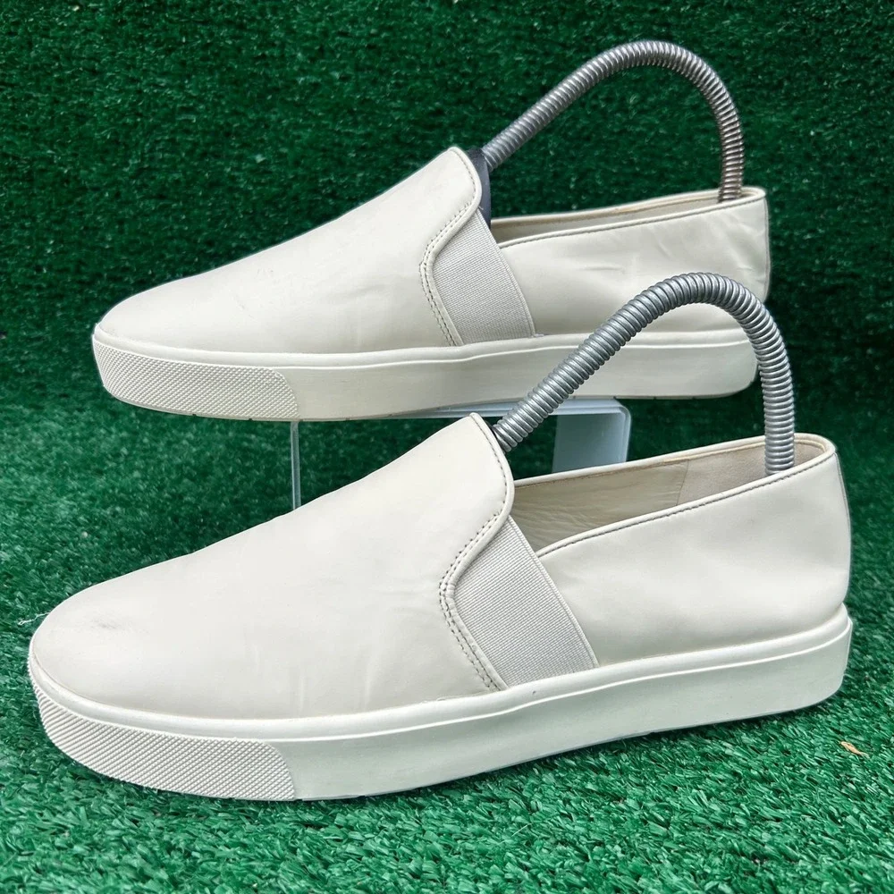 Vince Blair Off White Leather Slip On Platform Sneakers Womens 6M EUR 36